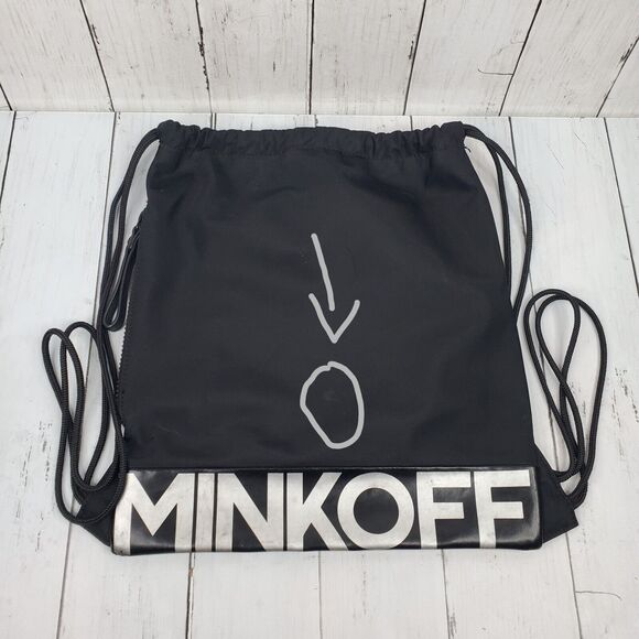 Rebecca Minkoff Small Nylon Backpack Black Drawstring Lightweight - Picture 11 of 14